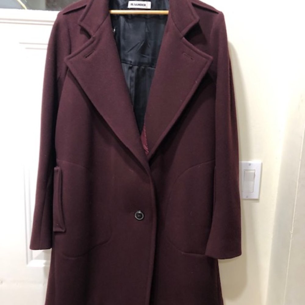 Jil Sander-Burgundy Wool Coat